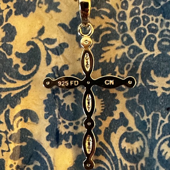 Sterling Silver CZ Cross and 18" Necklace NWT Bleu Sage - Picture 6 of 9